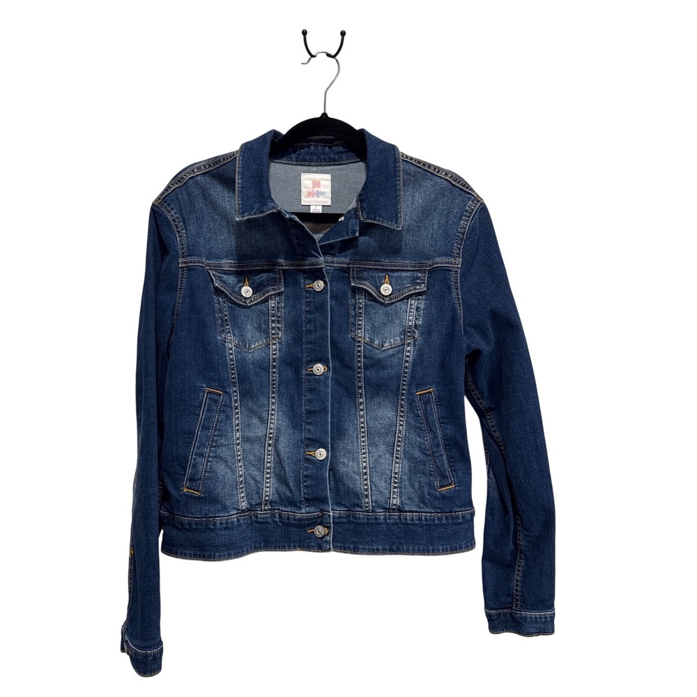 LuLaRoe Jaxon Denim Jacket Dark Wash Blue Stretch Jean Jacket Large